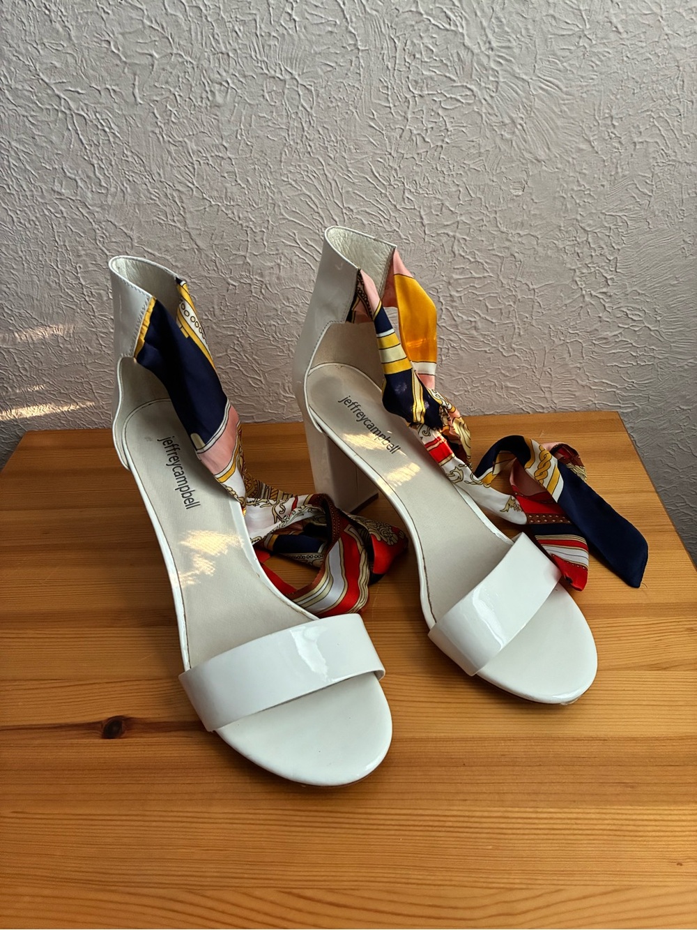 Jeffrey Campbell White Lindsay Satin Scarf Wrap Ankle Tie Sandals SIZE 10